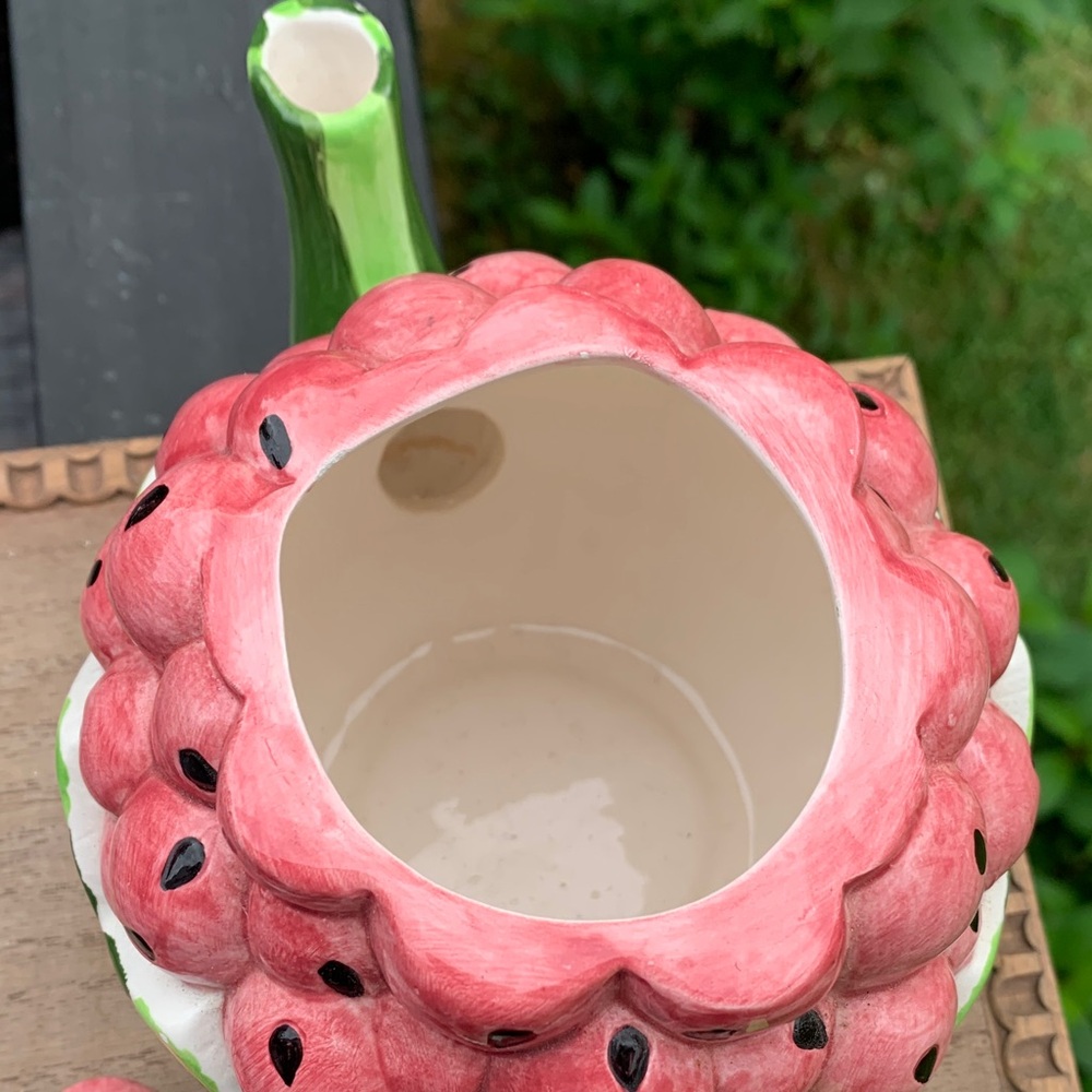 Rare vintage Hand painted Watermelon Themed Ceramic Teapot - Picture 3 of 7